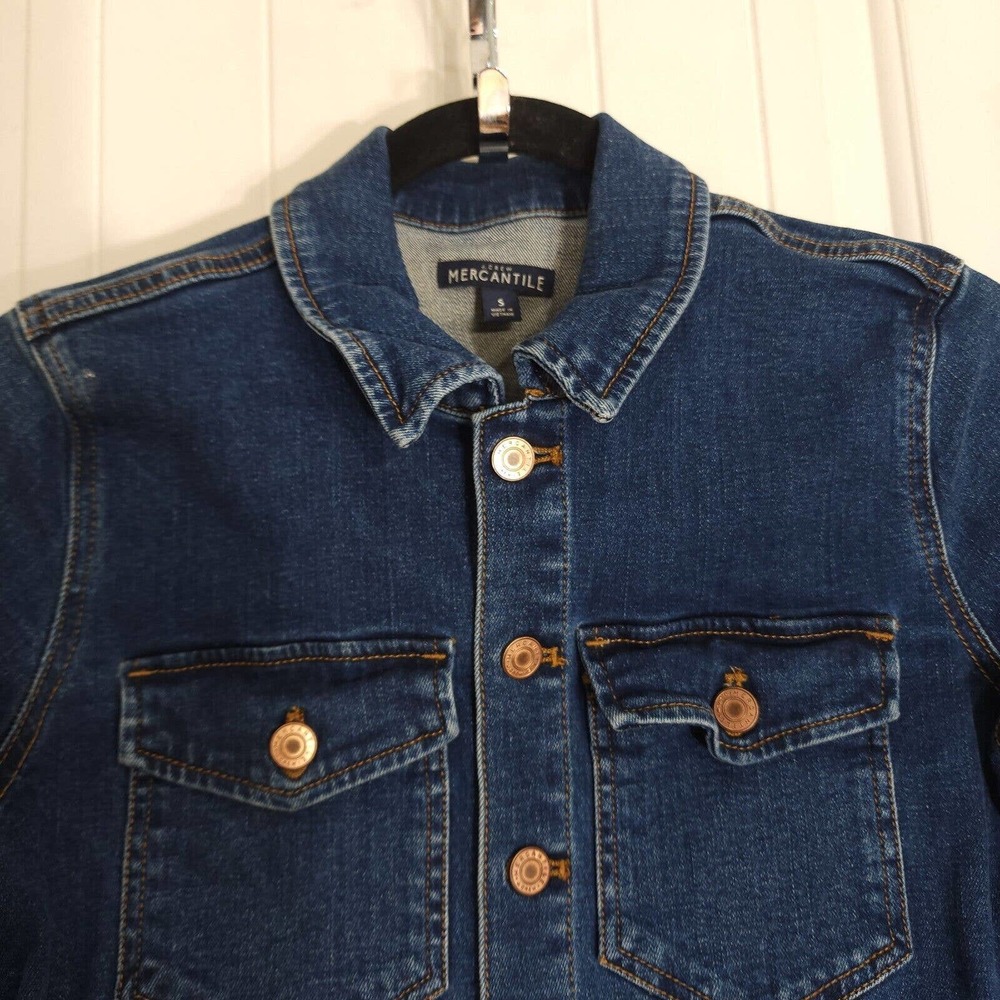 J Crew Mercantile Jean Jacket Womens Blue Denim Short Trucker Front Pockets S - Picture 3 of 11